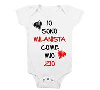 t-shirteria Body Neonato Divertenti Io sono Milanista come mio Zio Calcio Bimbo idea Regalo Simpatica
