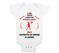 t-shirteria Body Neonato Il mio Papà è Nato per giocare a basket ma è costretto ad andare a Lavoro Padre Cestista Femminuccia Maschietto