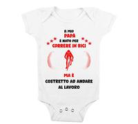t-shirteria Body Neonato Padre Il mio Papà è Nato per correre in bici ma è costretto ad andare a Lavoro Bicicleta Ciclista