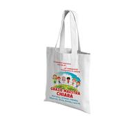 t-shirteria - Borsa Personalizzata per Maestra - Tote Bag Personalizzabile con Nomi - Stampa Resistente e Cotone Naturale - Idea Regalo Fine Anno Scolastico (I Bambini Nascono con le Ali)