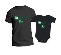 t-shirteria - Coordinato Papà e Figlio, Body Neonato e T-Shirt Papà a Manica Corta 100% Cotone, Leggera e Traspirante, Idea Regalo, Taglia Body 0-24 Mesi, Breaking Dad Son
