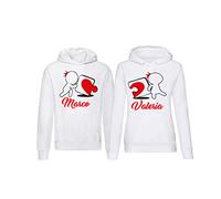 t-shirteria Coppia Felpe con Cappuccio, Nome Personalizzato, per San Valentino, Amore, Ci Completiamo! Puzzle, Regalo Uomo Donna