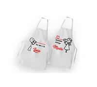 t-shirteria Coppia Grembiuli con Nome Personalizzabile, Amore, Nessuna distanza tra me e te, Lui e Lei, Festa di San Valentino, Fidanzati Partner Regalo Uomo Donna