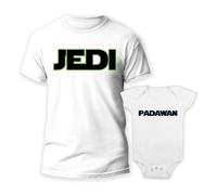t-shirteria Coppia Maglietta e Body Neonato Festa del papà Jedy Padawan Parodia Padre Bimbo Figlio Dad Son Coordinato