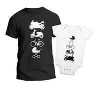 t-shirteria - Coppia Maglietta e Body Neonato - Idea Regalo Festa del Papa, Compleanno ed Occasioni Speciali - 100% Cotone, Leggere e Traspiranti - Stampa Anti-Scolorimento - (Motociclista)