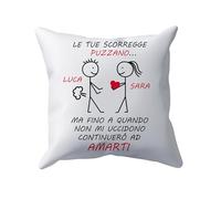 t-shirteria Cuscino con Nomi Personalizzati Innamorati Le tue scorregge Puzzano Continuerò ad Amarti Love Amore Umorismo frasi divertenti per Coppia Regalo