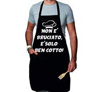 t-shirteria Grembiule da Cucina Divertente - Non è bruciato, è solo ben cotto! - Grembiuli Divertenti Cucina - Idee Regalo Amici