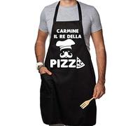 t-shirteria - Grembiule da Cucina PERSONALIZZATO con Nome - Unisex con Tasca Laterale - RESISTENTE all'Acqua, Protegge i tuoi Vestiti - REGALO SPECIALE per Chi Ama Cucinare (Re della Pizza)