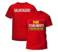 t-shirteria - Maglietta Bagnino Uomo - Comoda, 100% Cotone Traspirante - Professionale, Facilmente Riconoscibile in Situazioni di Emergenza - (Personalizzabile, S)
