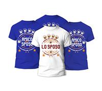t-shirteria - Magliette Addio al Celibato - Set Completo con Maglia Speciale per Lo Sposo e Colorate per Amici - Gadget Festa con Materiali Traspiranti e Certificati (Bachelor Party, Blu)