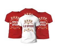 t-shirteria - Magliette Addio al Celibato - Set Completo con Maglia Speciale per Lo Sposo e Colorate per Amici - Gadget Festa con Materiali Traspiranti e Certificati (Bachelor Party, Rosso)