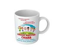 t-shirteria - Tazza Personalizzata per Maestra - Personalizzabile con i Nomi - Idea Regalo di Fine Anno e Scuola - Ceramica Eco-Friendly con Dedica per Insegnanti (I Bambini Nascono Con Le Ali)