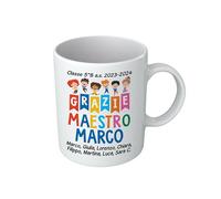 t-shirteria - Tazza Personalizzata per Maestro - Personalizzabile con i Nomi - Idea Regalo di Fine Anno e Scuola - Ceramica Eco-Friendly con Dedica per Insegnanti (G R A Z I E)