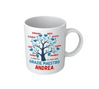 t-shirteria - Tazza Personalizzata per Maestro - Personalizzabile con i Nomi - Idea Regalo di Fine Anno e Scuola - Ceramica Eco-Friendly con Dedica per Insegnanti (Albero)