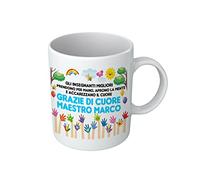 t-shirteria - Tazza Personalizzata per Maestro - Personalizzabile con i Nomi - Idea Regalo di Fine Anno e Scuola - Ceramica Eco-Friendly con Dedica per Insegnanti (Prendono Per Mano)