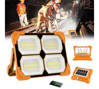 T-SUN 100W Faro LED Ricaricabile Solare 5 Modalità Faretto LED Batteria 328 LED Luci da Lavoro Portatile con USB/Funzione Magnete/Pannello Solare per Campeggio, Lavoro, Pesca