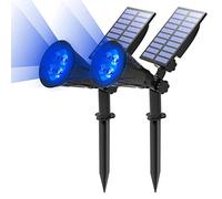 T-SUN (2 Pack) Faretto Solare, Luci Solari Per Esterni Impermeabili, Luce da Giardino 2 Modalità di Illuminazione Opzionali Angolo Regolabile di 180 ° Luce Solare Per Vialetto Percorso (Blu)