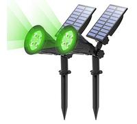 T-SUN (2 Pack) Faretto Solare, Luci Solari Per Esterni Impermeabili, Luce da Giardino 2 Modalità di Illuminazione Opzionali Angolo Regolabile di 180 ° Luce Solare Per Vialetto Percorso(Verde)