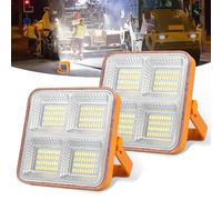 T-SUN 2 Packs Faro LED Ricaricabile 60W - 5 Modalità, 160 LED, Batteria Con USB/Pannello Solare - Luce Portatile Per Riparazioni, Campeggio, Officine