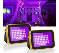 T-SUN 2 Pezzi 60W Luce Nera LED Ricaricabile, Proiettore UV LED IP66 Impermeabile Luce Nera Ultravioletta con Supporto Rotante 180°, Magnete, Foro Treppiede per Glow Party, Halloween, Fluo Party.
