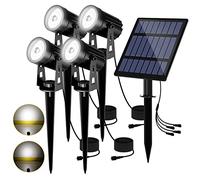 T-SUN 4 faretti solari da giardino per esterni, 1 LED, 6000 K, luce bianca a energia solare, per vialetto, patio, cancello, recinzione