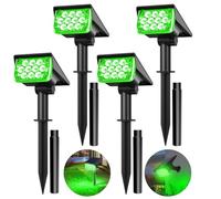 T-SUN 4 Packs Spot Solaire Exterieur Vert Lumiere Solaire Jardin, Lampe Solair Étanche avec 2 Modes, sans Fil Éclairage Solaire Exterieur, Projecteur Solaire Réglable pour Chemins, Jardin