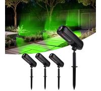 T-SUN 4 Pezzi Faretti Solari, Verde Faretti Solari da Esterno Regolabile, 2 Modalità Lampada da Giardino Solare, Impermeabile IP65 Potenti Luci Da Esterno Giardino per Alberi, Giardini, Strade, Prati