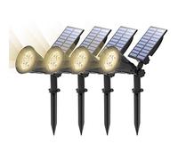 T-SUN Faretti LED Solari, Regolabile IP65 Impermeabile Lampada Solare da Esterno con 4 LED Avanzati, 2 Modalità Funzione, Bianco Naturale 4000K, Luci Solari per Giardino, Backyards, Prato.