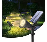 T-SUN Faretti LED Solari, Regolabile Lampada Solare da Esterno IP65 Impermeabile con 4 LED Avanzati, 2 Modalità Funzione, Bianco Naturale 4000K, Luci Solari per Giardino, Cortile, Backyards, Prato