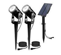 T-SUN Faretti Solari Esterno, 2-IN-1 Bianco Freddo 6000K Lampade Solari da Giardino, 2 Livelli di Luminosità, Impermeabili IP65, Luci a Energia Solare per Piscina, Cortile, Vialetto, Patio, Alberi.