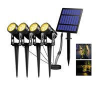 T-SUN Faretti Solari Esterno, 4-IN-1 Bianchi Caldi 3000K Lampade Solari da Giardino, 2 Livelli di Luminosità, Impermeabili IP65, Luci a Energia Solare per Piscina, Cortile, Vialetto, Patio, Alberi.