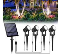 T-SUN Faretti Solari Esterno, 4-IN-1 Bianco Freddo 6000K Lampade Solari da Giardino, 2 Livelli di Luminosità, Impermeabili IP65, Luci a Energia Solare per Piscina, Cortile, Vialetto, Patio, Alberi