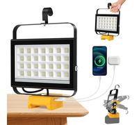 T-SUN Faro LED Ricaricabile Compatibile con Dewalt Batteria 18V, Lampada da Lavoro Faretto 100W 2 Modalità, Faretto LED Portatile con Type C/USB per Garage, Campeggio, Cantiere(Senza Batteria)