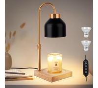 T-SUN Lampada Scalda Candela Lampada Aroma Diffusore Elettrica con Timer e Dimmer Scaldacandela Vintage con 2 Lampadine per Candele Profumate in vetro, Casa, Camera da letto, Decorazione (Nero)