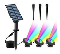 T-SUN Lampada Solare Dello Stagno, 18 LED Proiettori Solare, 3 in 1 RGB Faretto Solare Impermeabile, Illuminazione Solare Esterna per Piscina, Laghetto, Fontana, Prato, Giardino