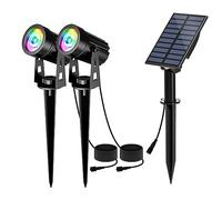 T-SUN Luci solari 2 in 1 per paesaggi, cambia colore, dal tramonto all'alba, IP65, impermeabile, con 2 modalità di illuminazione, per prato, patio, cortile