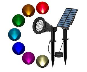 T-SUN Luci Solari Esterno, 7 LED Colori Che Cambiano Sicurezza Lampada, Wireless IP55 Impermeabile Luci del Paesaggio di Natale Per Gardino Esterno, Sentiero, Prato, Casa, Cortile, ecc