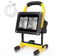 T-SUN Proiettore LED ricaricabile 40 W proiettore LED canto proiettore portatile IP65 impermeabile lampada da cantiere lampada da lavoro con USB per officina, garage, campeggio, pesca, ecc