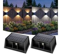 T-SUN RGB Lampada Solare da Esterno per Giardino, IP65, 8 colors, 2 Pezzi | Luci Solari da Giardino Impermeabile, su Giù Regolabile, Applique da Esterno Solare per Giardino, Cortile, Balcone, Muro