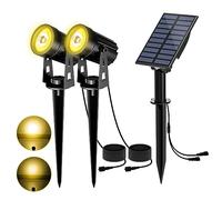 T-SUN Set di 2 luci solari da giardino a energia solare, 1 LED, 3000 K, luce bianca calda, impermeabili, per vialetto, patio, cancello, recinzione, giardini, cortile, vialetto, portico, passerella