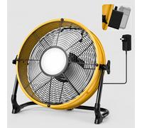 T-SUN Ventilatore da pavimento ricaricabile da 30,5 cm, compatibile con ventilatore a batteria Dewalt da 18 V/20 V con luce a LED, porta USB di tipo C, velocità continue, ventilatore industriale senza