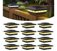 T-SUNUS Luce Postali Solari, Solare Pilastro Giardino 9X9 10X10, Impermeabile IP65, Lampade Solari da Giardino con 3000K e 6000K per Recinto Mazzo Pali 12 Pezzi