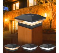 T-SUNUS Luce Solare Pilastro Giardino, Lampade Solari da Giardino con 2 Modalità 3000K e 6000K Luci Postali Solari per Giardino Recinto Mazzo 4 pezzi