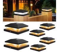 T-SUNUS Luce Solare Pilastro Giardino, Lampade Solari da Giardino con 2 Modalità IP65 Impermeabile 3000K e 6000K Luci Postali Solari per Giardino Recinto Mazzo 6 pezzi