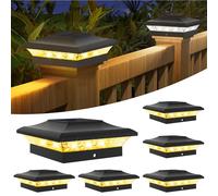 T-SUNUS Luci Postali Solari, Lampade Solari da Giardino 9X9 10X10 con 2 Modalità, Impermeabile IP65, Solare Pilastro Giardino per Recinto Mazzo Pali 3000K e 6000K 6 Pezzi