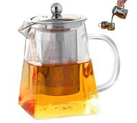 T -teiera in vetro, teiera in vetro trasparente, 550 ml quadrati con infusore, infusore di tè resistente al calore con coperchio e maniglia, e facile crasprima pulito per foglie sciolte, piano cottur