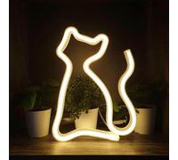 T-Tex Srl Insegna al Neon LED colorata, Lampada Effetto Neon,luce d'atmosfera, luce per decorazione casa, alimentazione USB o batteria, appendibile, luce neon parete camera decorativa (Kitty)