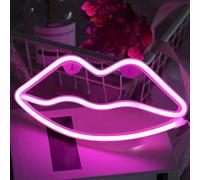 T-Tex Srl Insegna al Neon LED colorata, Lampada Effetto Neon,luce d'atmosfera, luce per decorazione casa, alimentazione USB o batteria, appendibile, luce neon parete camera decorativa (Lips)