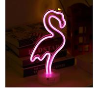 T-Tex Srl Lampada Neon LED colorata, Lampada Effetto Neon,luce d'atmosfera, luce per decorazione casa, alimentazione USB o batteria, luce neon decorativa (FLAMINGO)