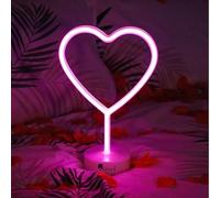 T-Tex Srl Lampada Neon LED colorata, Lampada Effetto Neon,luce d'atmosfera, luce per decorazione casa, alimentazione USB o batteria, luce neon decorativa (HEART)
